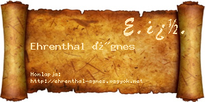 Ehrenthal Ágnes névjegykártya